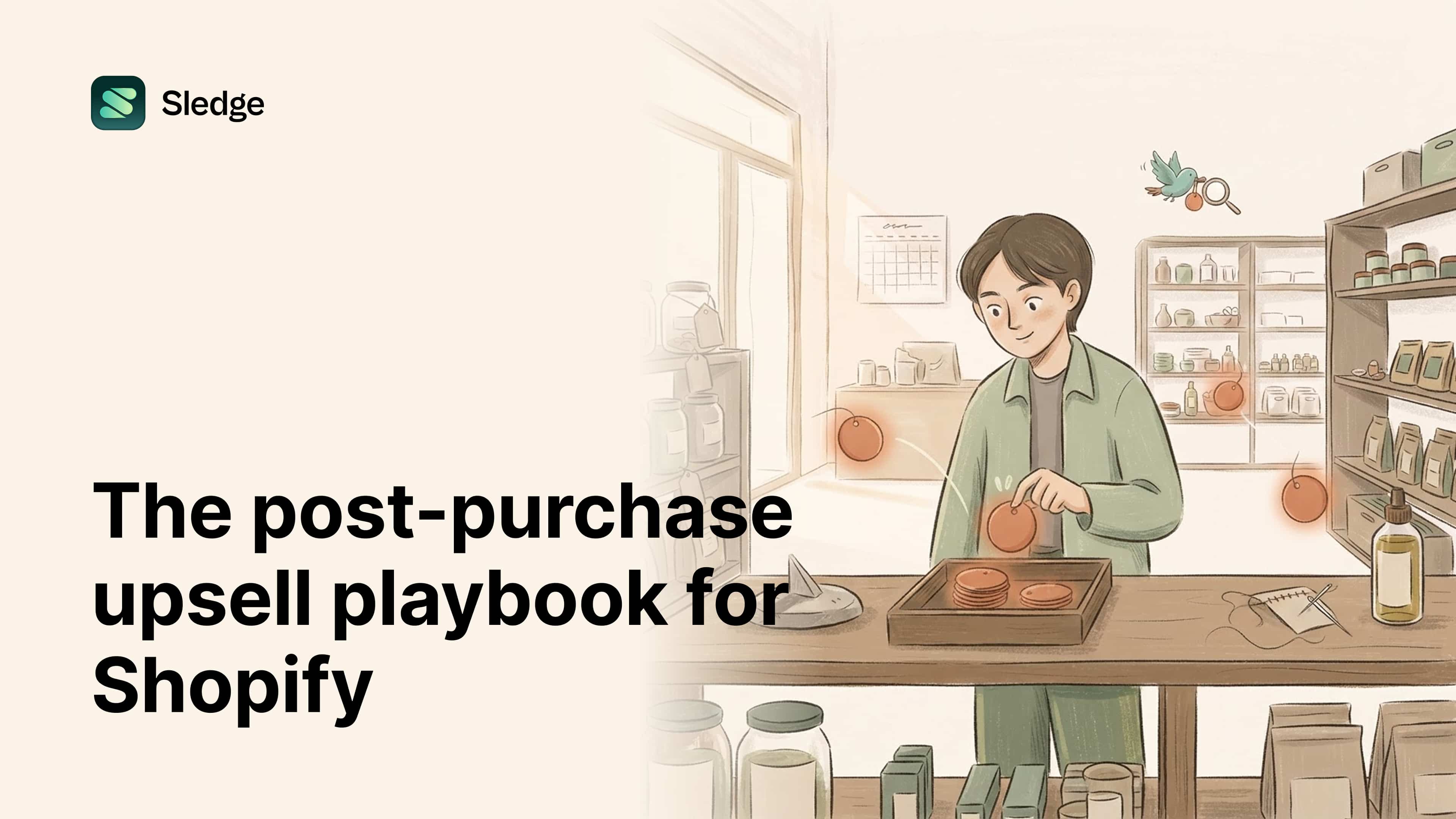 Illustration of one extra glowing coin being added to a tray of earnings on the counter after the sale.