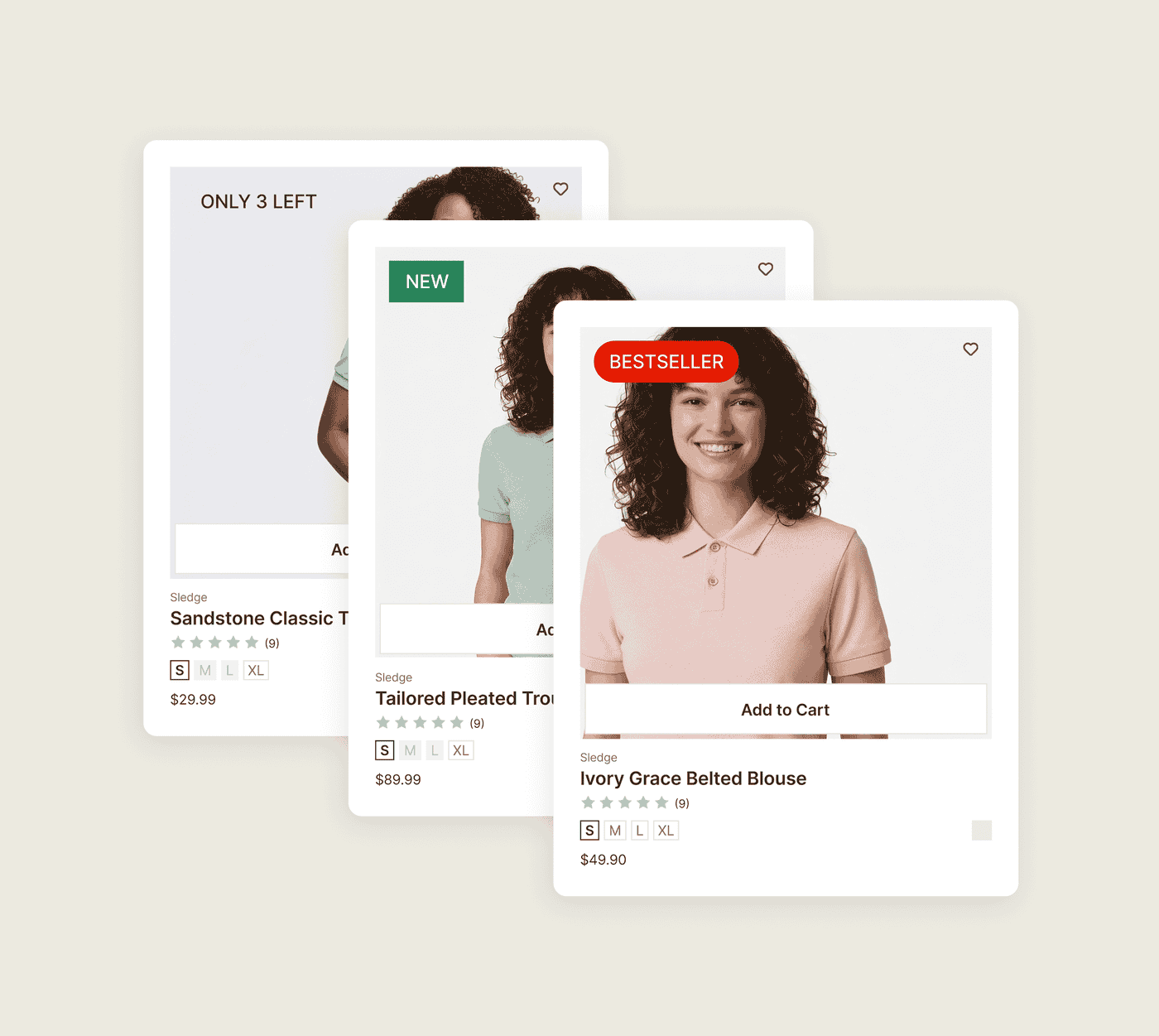 Shopify product badges restyled in shape, colour, and placement to match the theme.
