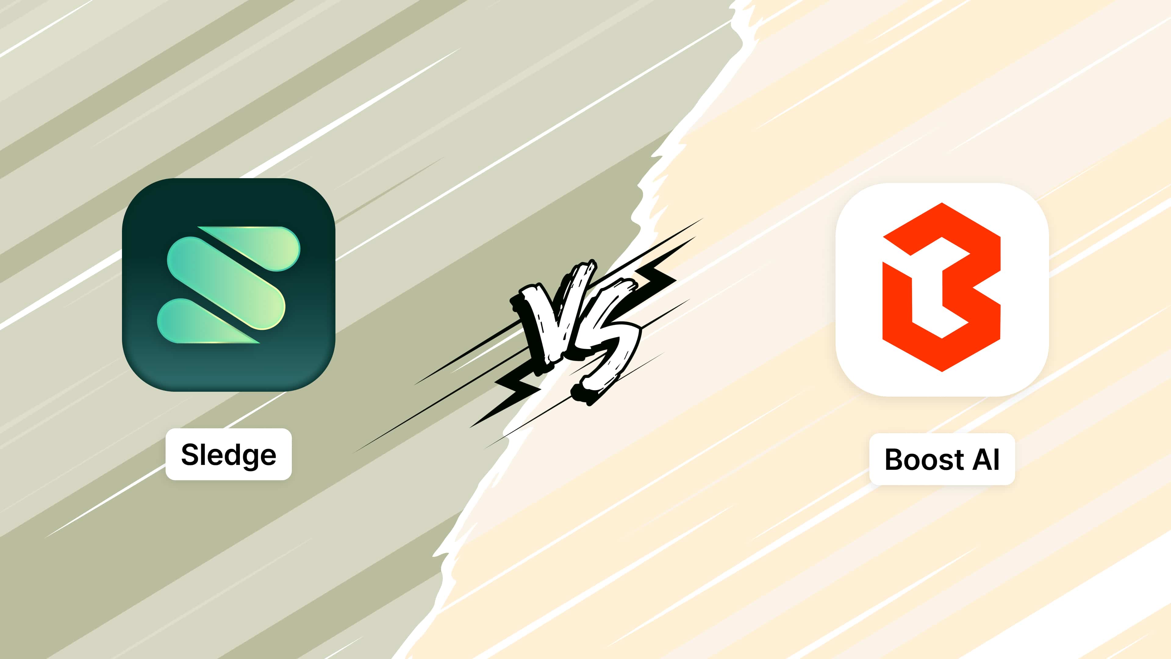 The Sledge and Boost AI app icons facing each other across a split background.