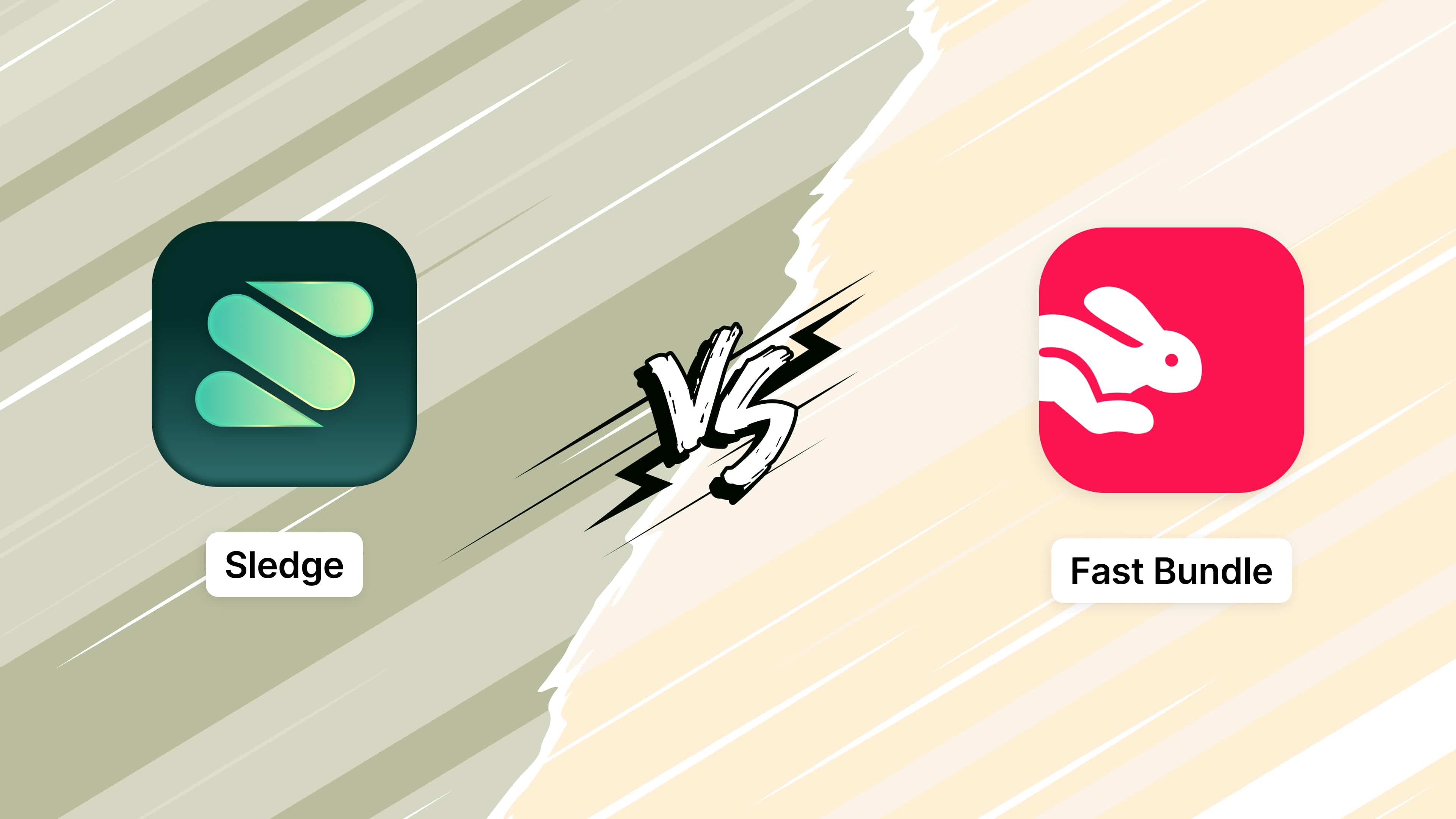The Sledge and Fast Bundle app icons facing each other across a split background.