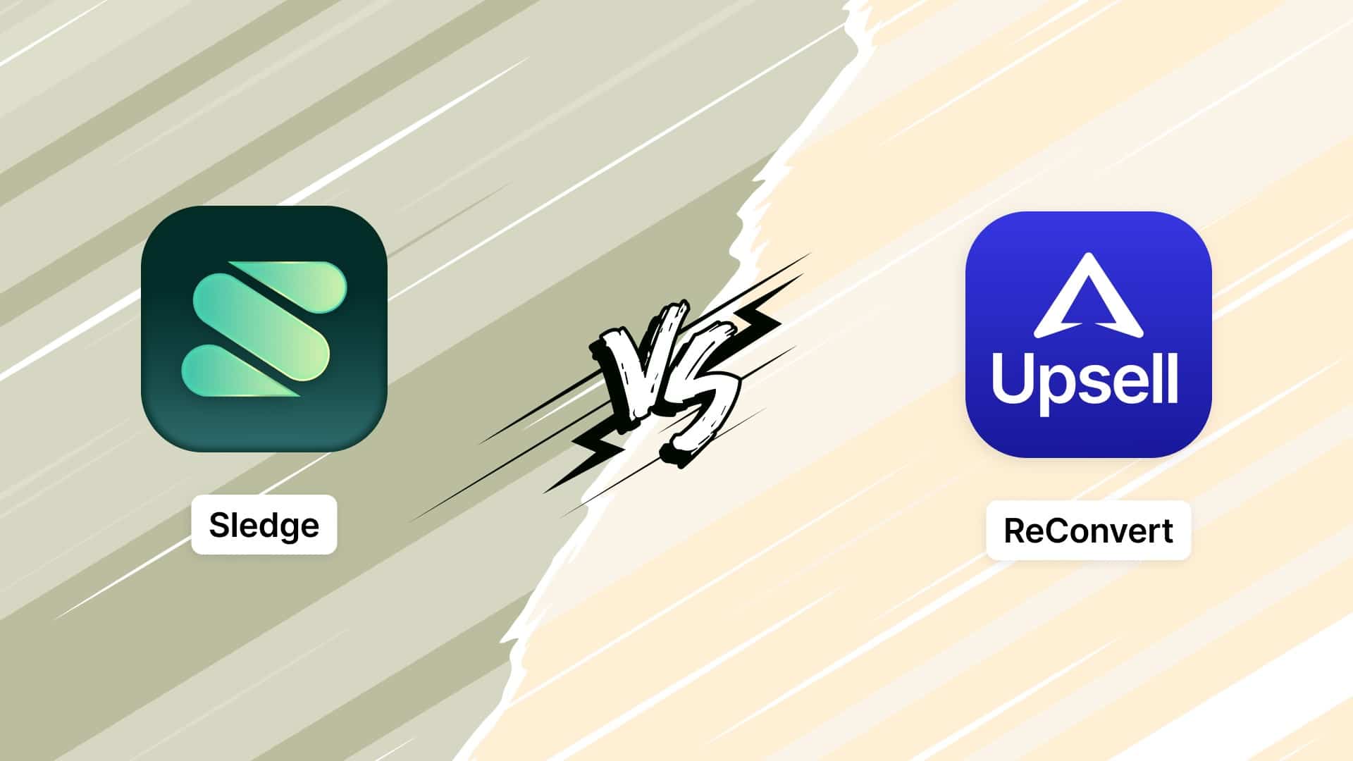 The Sledge and ReConvert app icons facing each other across a split background.
