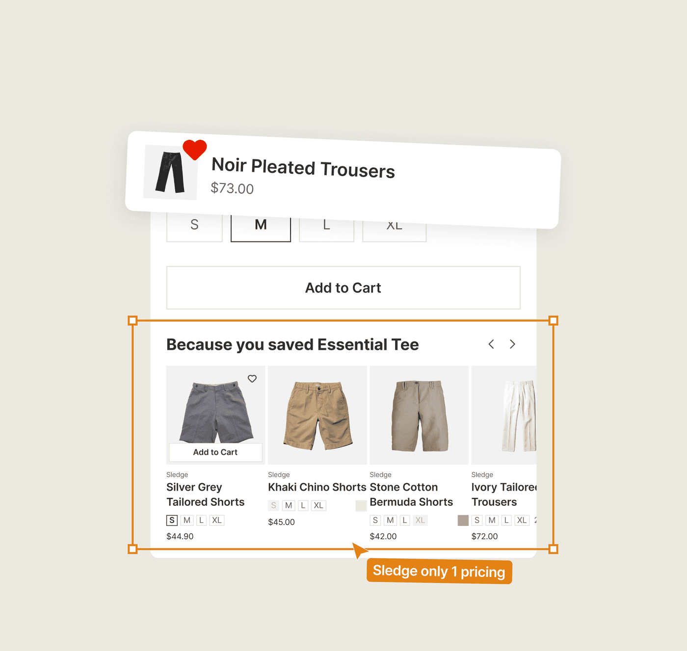 A saved product on a Shopify product page, the kind of save Growth Intelligence reads as a stock and bundle signal.